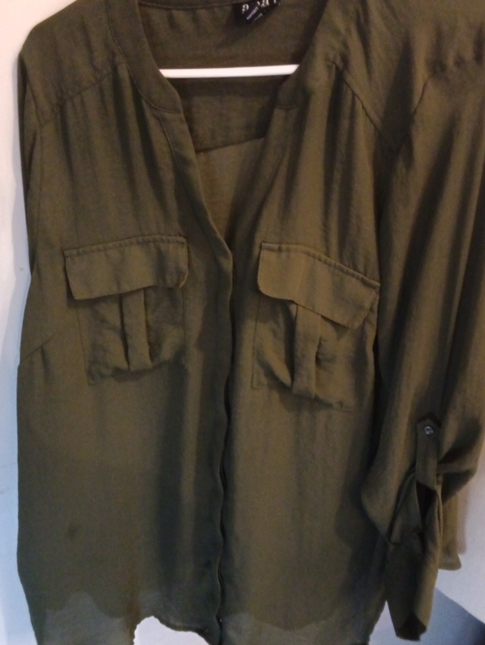 Olive Green WoMen's Utility Button-Front Shirt